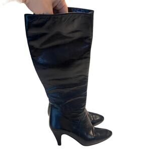 Bruno Magli Black Full Side Zip Knee High Leather Boots Size 5.5